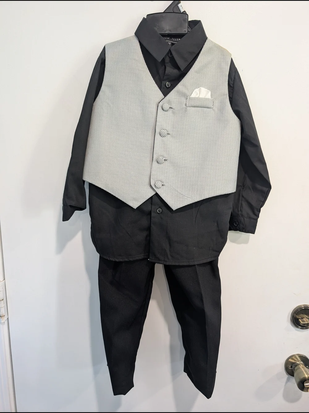 Andrew Fezza Boys Suit White/Black Dress Shirt, Vest & Pants Set Size 4T